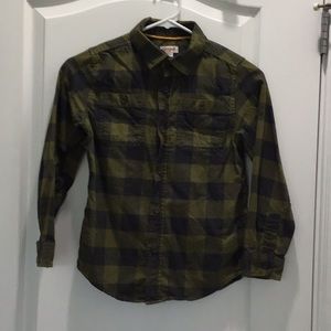 Size M 8 10 green and navy checkered long sleeve